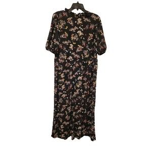 ASOS Design Women's Jumpsuit with Balloon Sleeve in Black Floral Print size 12